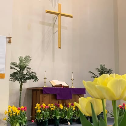 Spring flowers on the alter